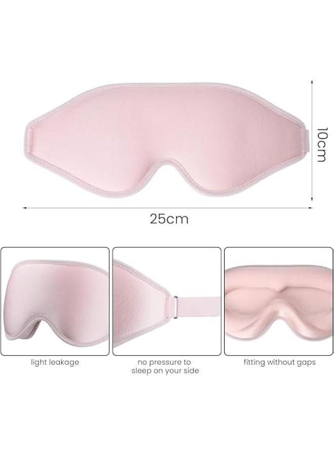 HOOKOR Durku 3D Sleep Mask with Earplugs,100% Blackout Eye Mask for Side Sleep,0 Pressure Eye Covers for Sleep with Wider Adjustable Strap,Washble Breathable Soft Sleeping Mask Travel Essentials (Pink) - Image 2