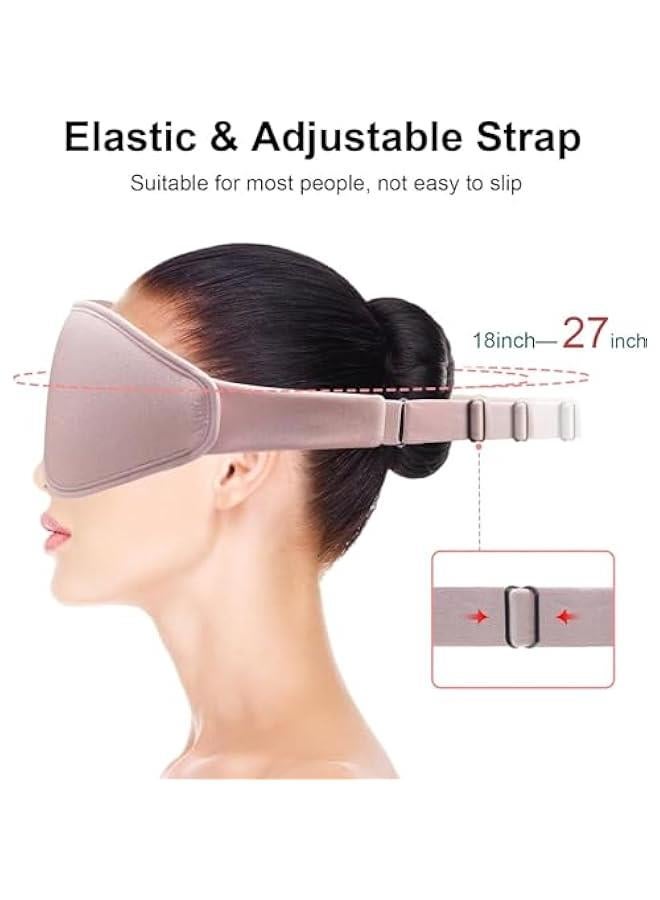 HOOKOR Durku 3D Sleep Mask with Earplugs,100% Blackout Eye Mask for Side Sleep,0 Pressure Eye Covers for Sleep with Wider Adjustable Strap,Washble Breathable Soft Sleeping Mask Travel Essentials (Pink) - Image 3