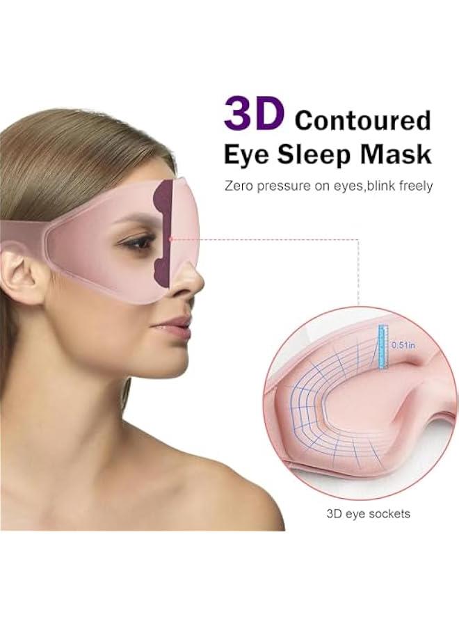 HOOKOR Durku 3D Sleep Mask with Earplugs,100% Blackout Eye Mask for Side Sleep,0 Pressure Eye Covers for Sleep with Wider Adjustable Strap,Washble Breathable Soft Sleeping Mask Travel Essentials (Pink) - Image 4