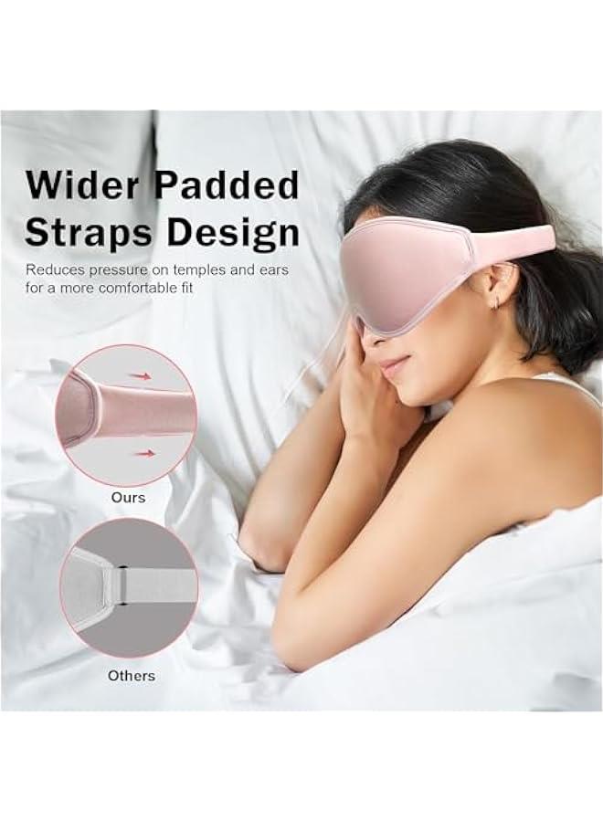 HOOKOR Durku 3D Sleep Mask with Earplugs,100% Blackout Eye Mask for Side Sleep,0 Pressure Eye Covers for Sleep with Wider Adjustable Strap,Washble Breathable Soft Sleeping Mask Travel Essentials (Pink) - Image 5