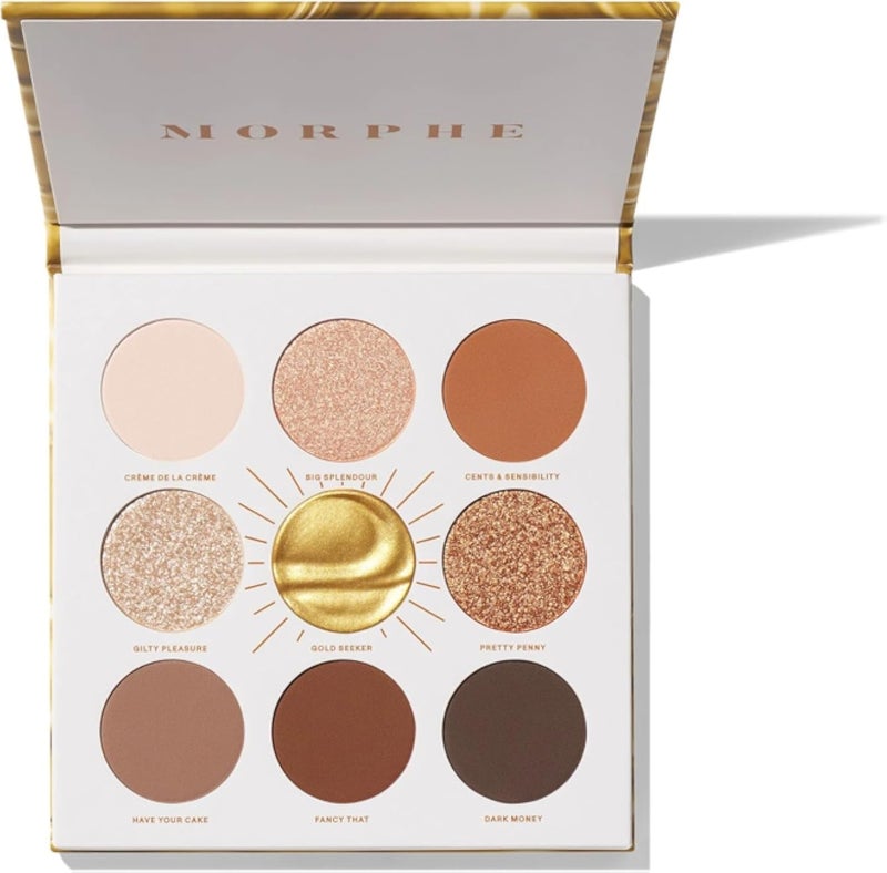 Morphe Rich & Foiled Artistry Palette - Foil-Effect Eyeshadow Palette with Matte, Shimmer & Foil Finishes - Brown & Gold Eyeshadow with Luminous Payoff - Gold Seeker (0.35 oz)