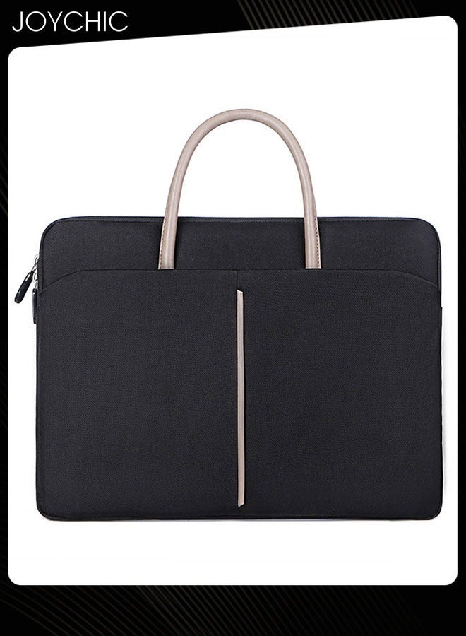 Joychic Simple Leisure Laptop Bag Case Waterproof Computer Sleeve Messenger Bag Expandable Business Briefcase for Men Women Work Office Compatible with 15/15.6 Black  - Image 4