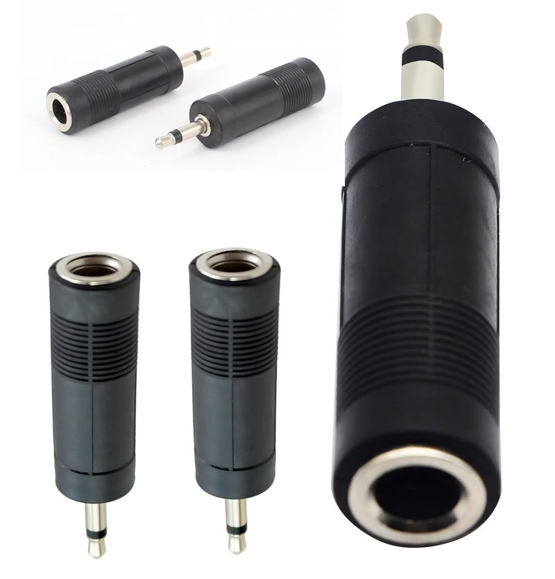 KNEUTRIX 3.5mm to 6.35mm Adapter Converter (5 Pieces) 3.5mm Mono 1/8 inch Audio Male to 6.35mm 1/4 inch Female Mic Plug Adapter Jack - Image 1