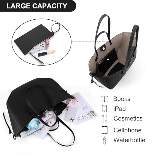 Juoxeepy Work Bag Faux Leather Tote Bag for Women Trendy Handbag Purse Fall Shoulder Bag with Magnetic Closure - Image 5
