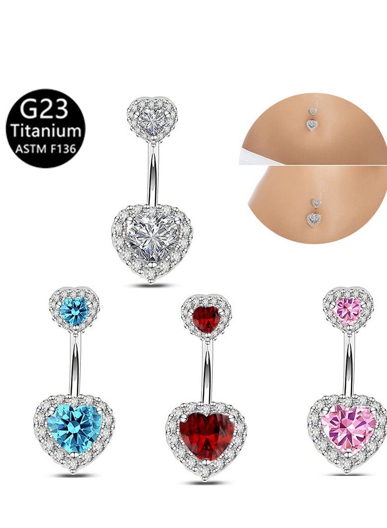 Innoshine Titanium Pink Belly  Ring with Zirconia Inlaid Internally Threaded Rhinestone studded Pink Navel Piercing Jewelry Surgical Hypoallergenic G23  Belly Button gifts For Women - Image 2