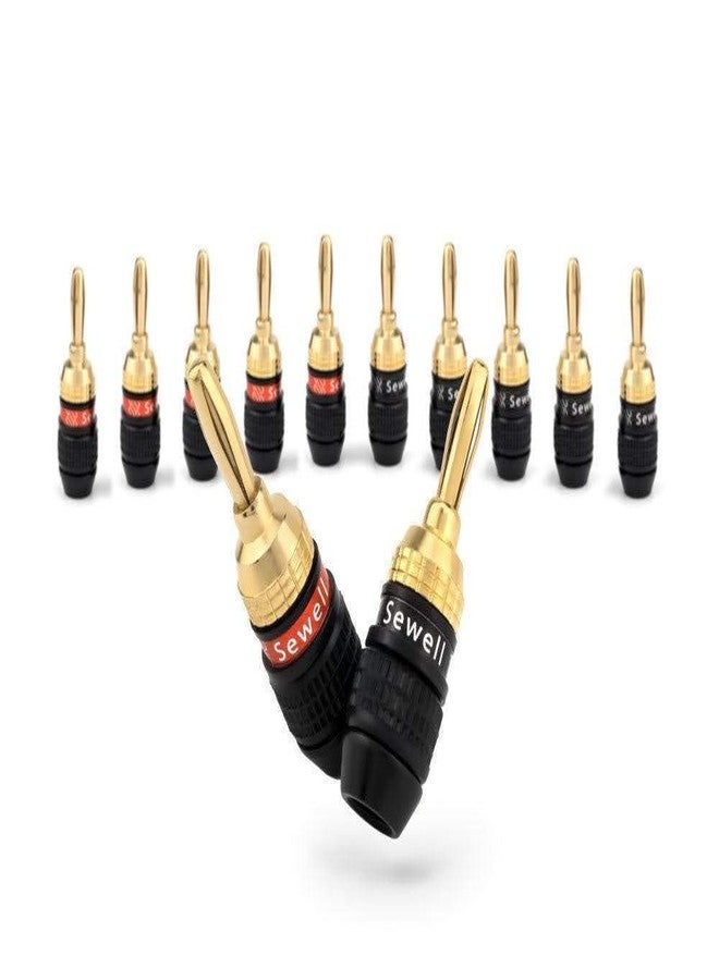 Sewell Deadbolt Banana Plugs 6-Pairs by , Gold Plated Speaker Plugs, Quick Connect, SW-29863-6 - Image 1