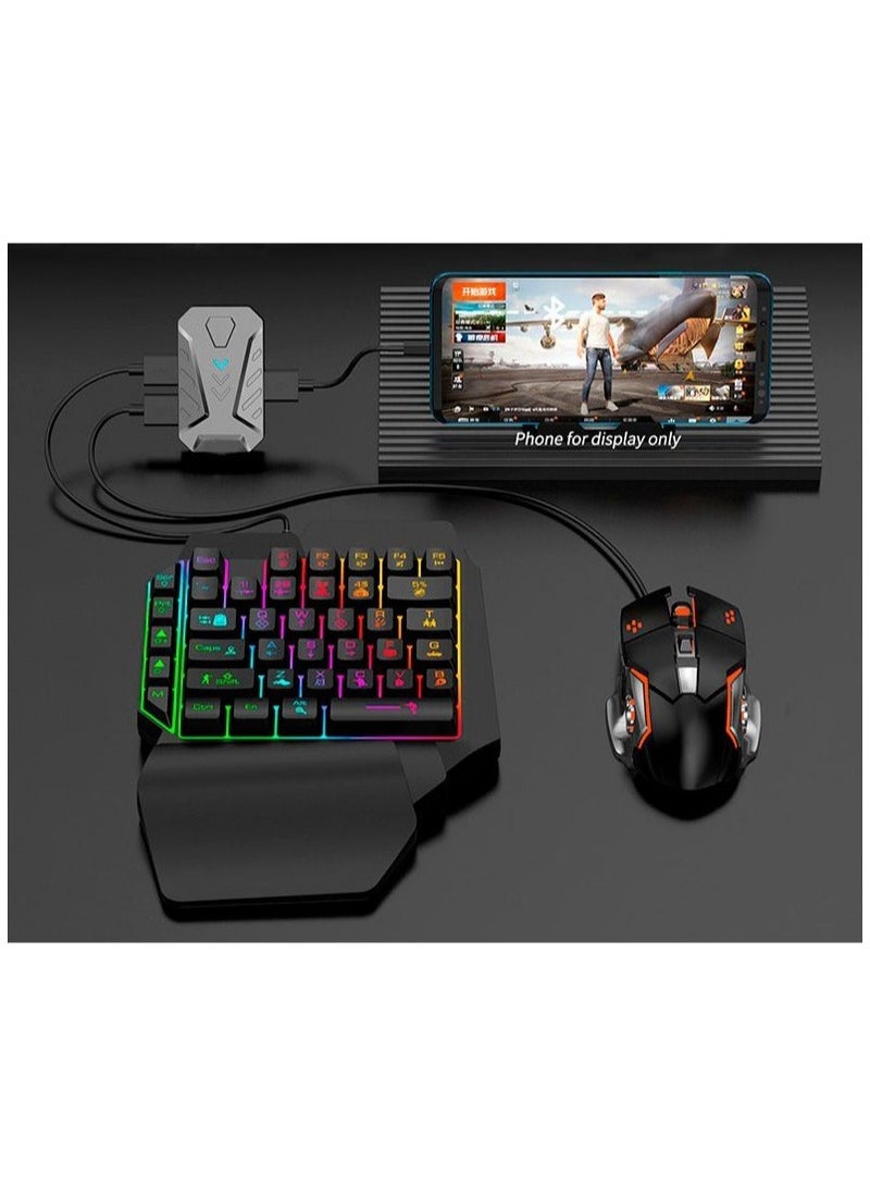 4 In 1 One Hand Gaming Keyboard And Mouse Backlight Wireless Bluetooths Game Converter For Android IOS Mobile Phone - Image 2