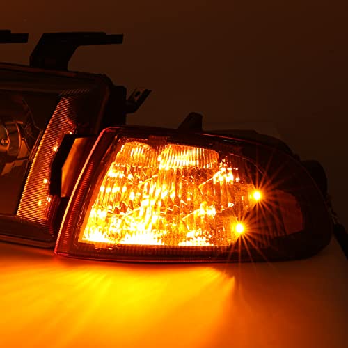 M-AUTO Headlight Assembly Pair Left+Right Compatible with 1992-1995 Honda Civic 2/3Dr - Black Housing Clear Lens Crystal Amber Corner - Image 5