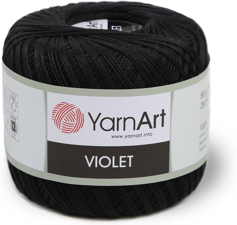YarnArt خيط يارن آرت 1 كرة يارن آرت بنفسجي 100 خيوط قطن مصبوغ خيوط كروشيه دانتيل خيوط حياكة يدوية فنون الحياكة أسود 999 - Image 1