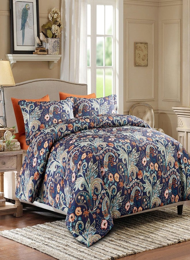 Gusuhome Paisley Flower Comforter Set King Size 7PCS Luxury Boho 3D Print Comforter Bed in a Bag Set Retro Damask Medallion Colorful Bedding Set Purple - Image 4