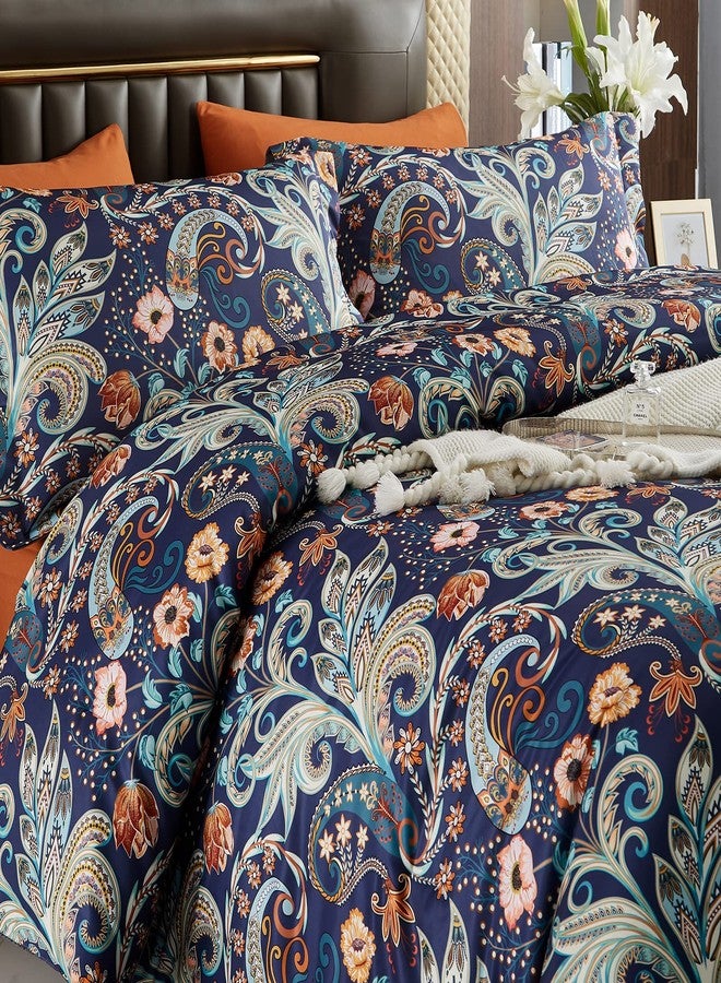 Gusuhome Paisley Flower Comforter Set King Size 7PCS Luxury Boho 3D Print Comforter Bed in a Bag Set Retro Damask Medallion Colorful Bedding Set Purple - Image 1