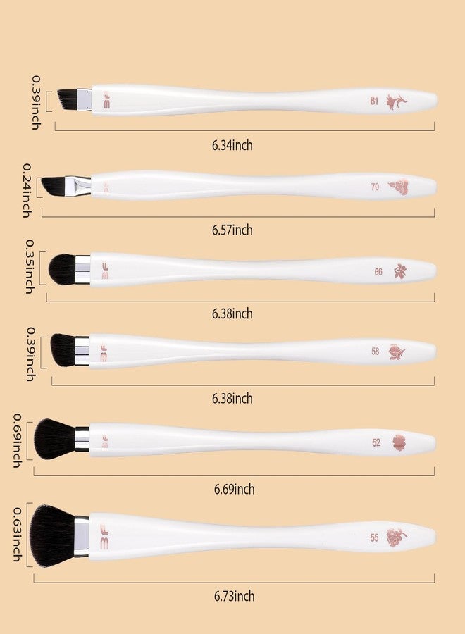 BEAUTYFACTOR Eye Shadow Brush Set 6Pcs,Eye Makeup Brush Set Professional Eye Shadow Brush Blending Brush,Cream & Powder Eyeshadow & Eye Liner Application (White) - Image 2