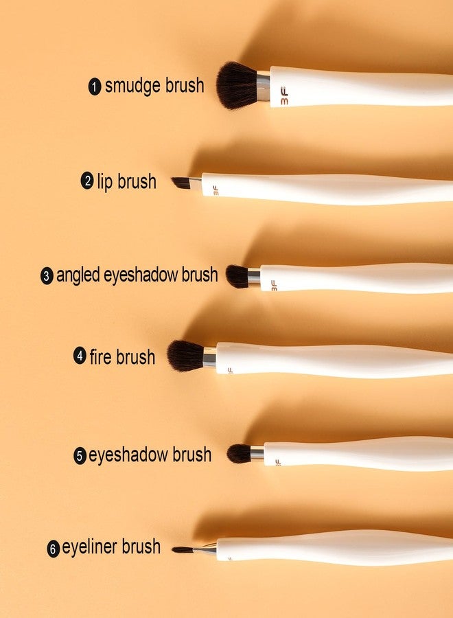BEAUTYFACTOR Eye Shadow Brush Set 6Pcs,Eye Makeup Brush Set Professional Eye Shadow Brush Blending Brush,Cream & Powder Eyeshadow & Eye Liner Application (White) - Image 3