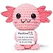 OkiyiD Mini Funny Positive Pink Axolotl Knitted Wool Axolotl Toy with Positive Card Creative Cute Crochet Doll Emotional Support Cheer Up Keepsake Gift for Friends Women Student Christmas Axolotl - Image 3