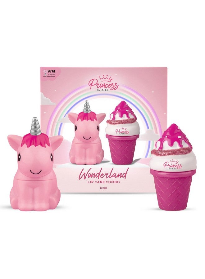 Renee مجموعة العناية بالشفاه Princess Wonderland للفتيات المراهقات تحتوي على بلسم الشفاه Snowball 3G و ملمع الشفاه Icecream 8 مل لامع لامع تأثير مغذي ومرطب بدون بارابين خالٍ من القسوة على الحيوانات و نباتي - Image 1