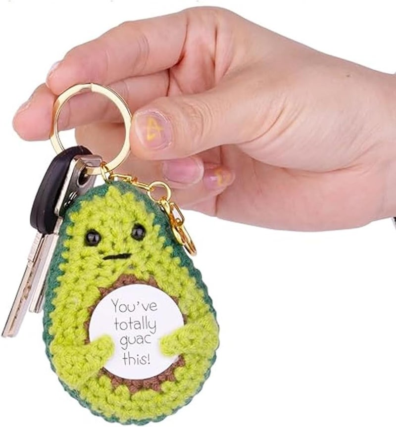 Ompinda Positive Crochet Dolls Keychain, Funny Knitted Dolls Key Ring with Positive Cards Emotional Support Crochet Gift for Women or Lovers Birthday/Mother's Day - Image 3