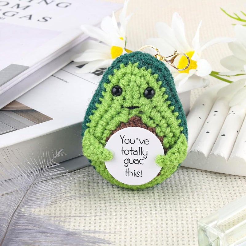 Ompinda Positive Crochet Dolls Keychain, Funny Knitted Dolls Key Ring with Positive Cards Emotional Support Crochet Gift for Women or Lovers Birthday/Mother's Day - Image 5