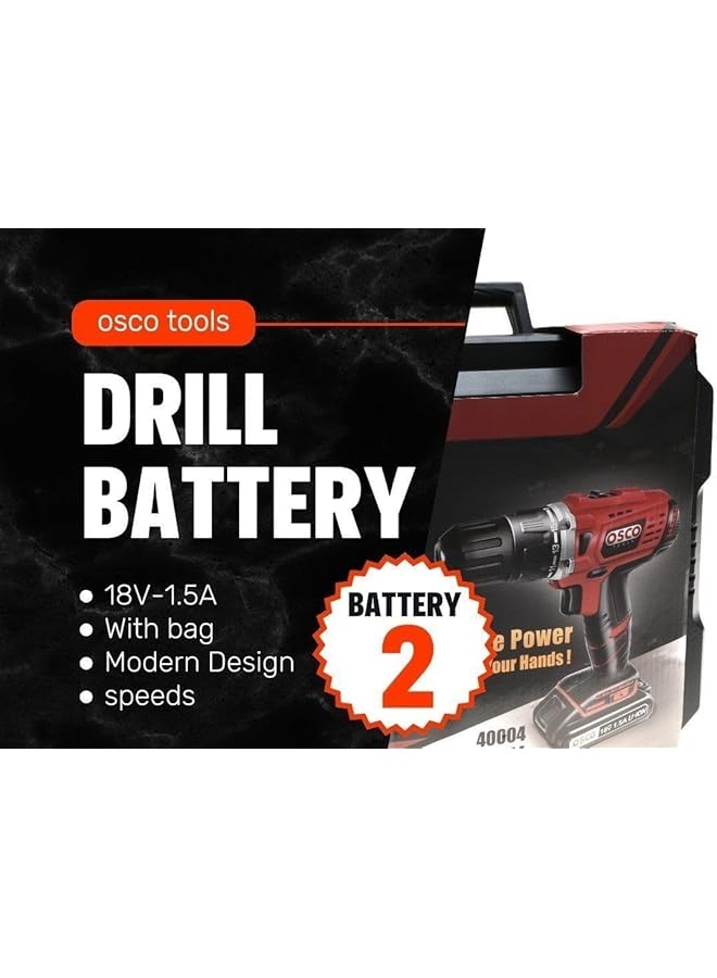 OSCO Li Ion Cordless Drill With 2Pcs Li Ion Battery 18 Volt - Image 4