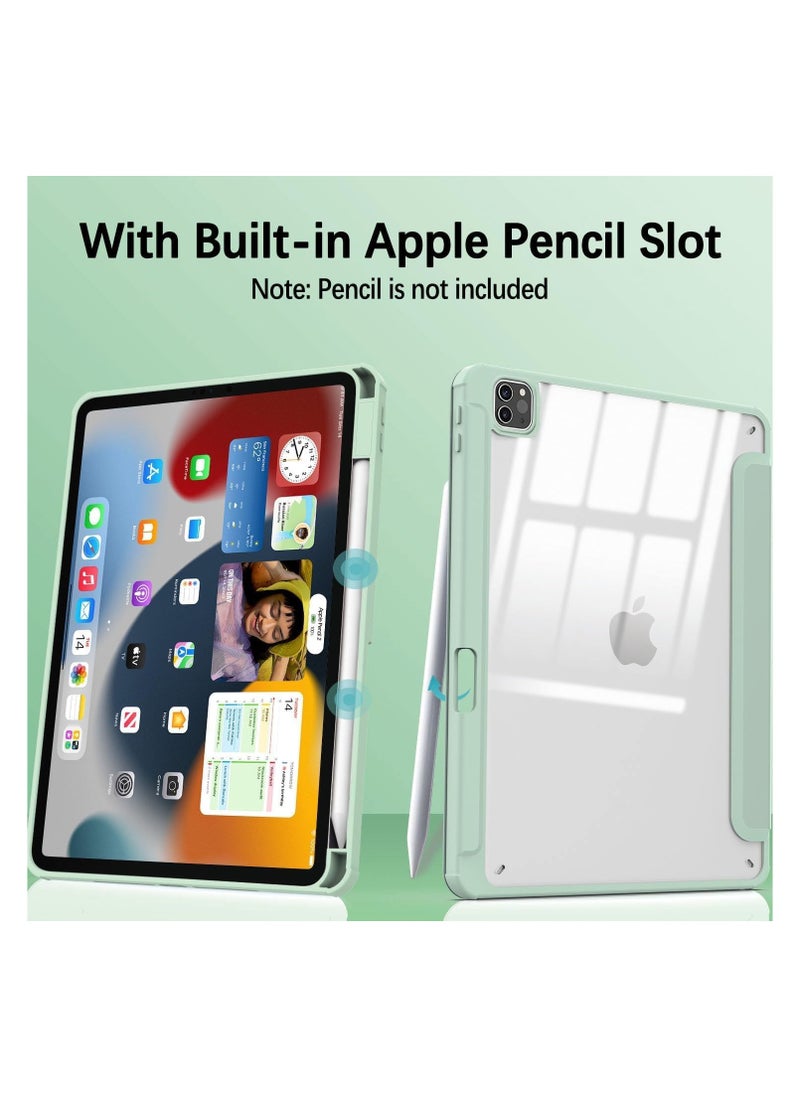 EVO Hybrid Case Compatible with iPad Air 13 inch (2024) M2, [Built-in Pencil Holder] Shockproof Cover with Clear Transparent Back Shell, Auto Wake Sleep, mint green  - Image 2