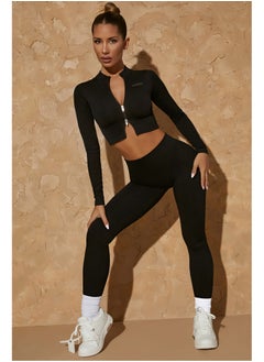 ovitio Woman's Black Sports Suit with Long Sleeves - Two Pieces  - Image 5