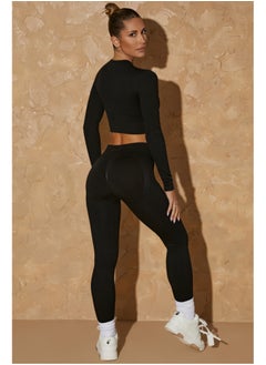 ovitio Woman's Black Sports Suit with Long Sleeves - Two Pieces  - Image 2