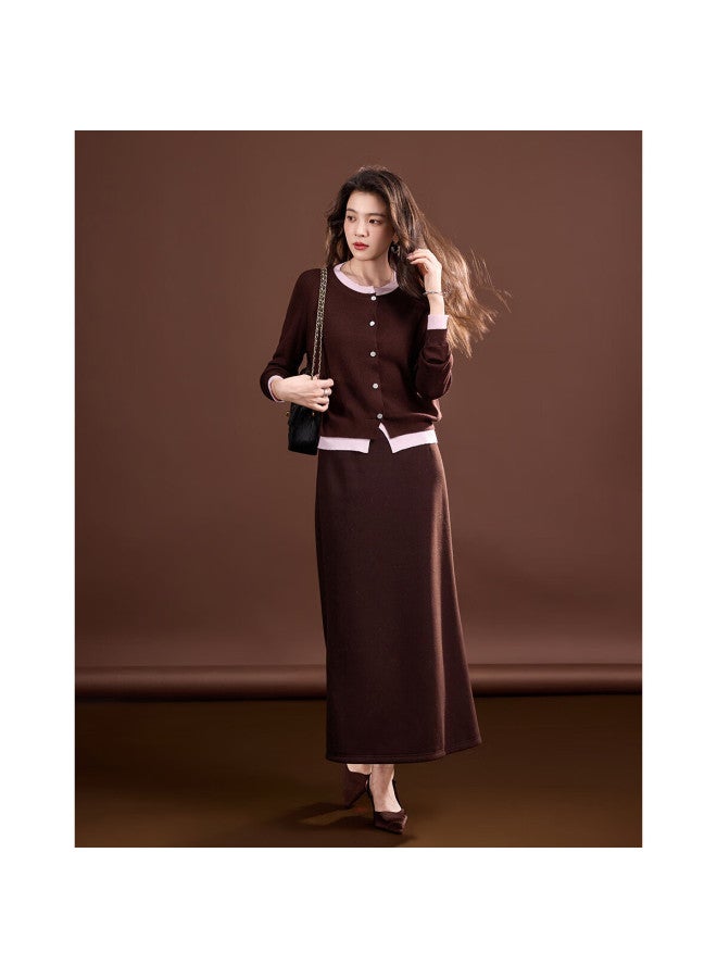Dme Spring And Autumn Design Fake Two-piece Color-block Knit Sweater With Decorative Buckle For Women - Image 5
