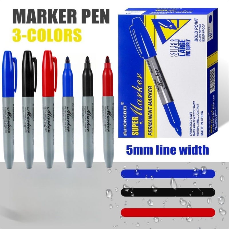 Large Capacity Oil Based Markers In Red With 5mm Line Width Fast Drying Waterproof - Image 1