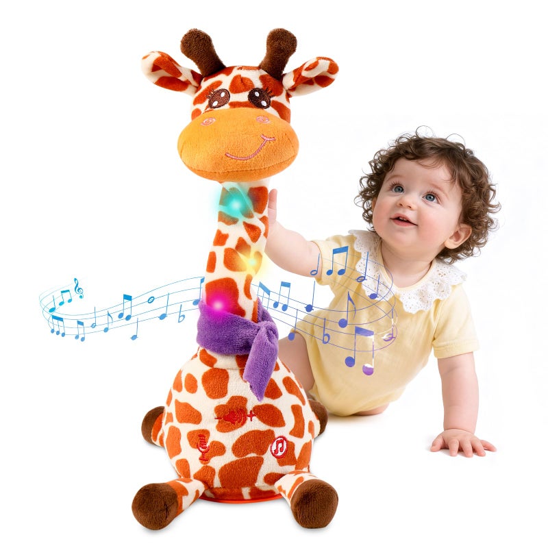 LLUKEME Dancing Giraffe Toy Stuffed Animal Baby Toys Singing Song Toddlers Toy Repeats What You Say Glowing Musical Toy for Baby Birthday Gift Groovy Giraffe Toy Giraffe Toy - Image 3
