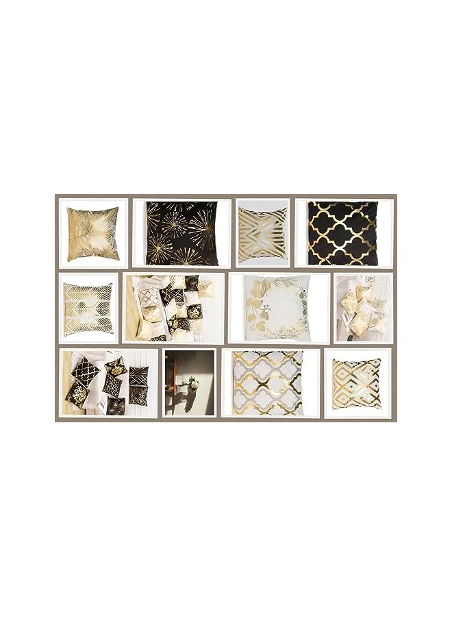 PROMASS - Cushion Covers 18x18 inch for Home Decor Hot Stamping Sofa Cushion Pillow Cover (Golden Matrix White) - Image 4