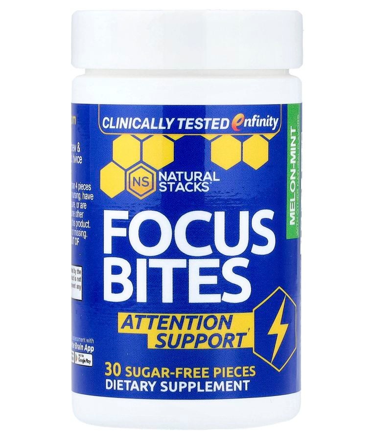 Natural Stacks Focus Bites Melon-Mint 30 Sugar-Free Pieces