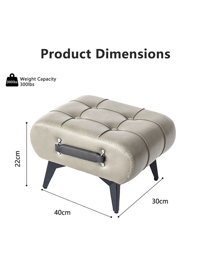 شو وو مسند قدم خشبي عثماني - مسند قدم متعدد الوظائف أسفل المكتب مع وسادة قابلة للإزالة للمنزل والمكتب وغرفة المعيشة وغرفة النوم رمادي فاتح 44×32×26 سم - Image 4