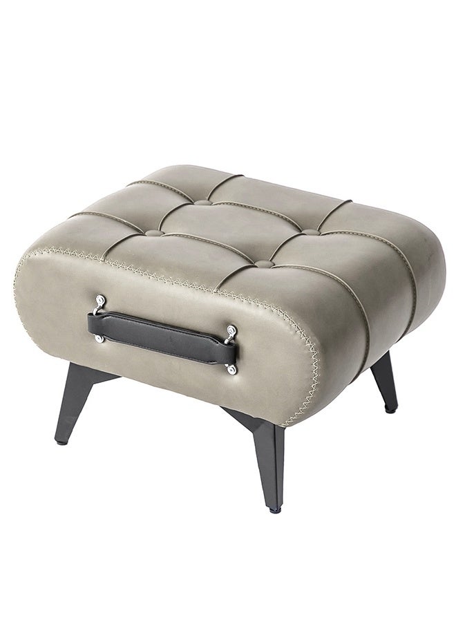 شو وو مسند قدم خشبي عثماني - مسند قدم متعدد الوظائف أسفل المكتب مع وسادة قابلة للإزالة للمنزل والمكتب وغرفة المعيشة وغرفة النوم رمادي فاتح 44×32×26 سم - Image 2