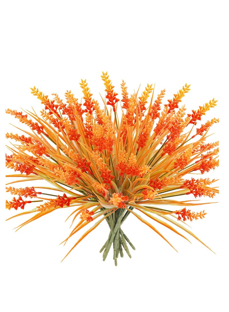 Excefore 12 Bundles Artificial Flowers, UV Resistant Lavender Fake Flowers, Artificial Fall Flowers for Outdoors, Suitable for Home Porch Window Decoration (Orange)  - Image 1