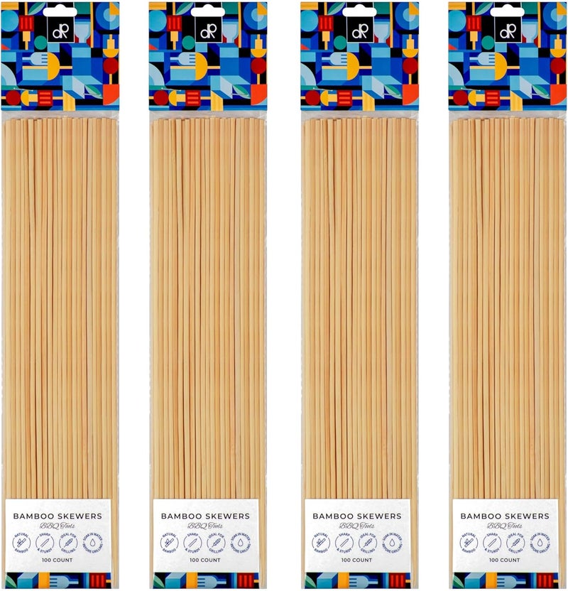 DecorRack 12" أعواد خشبية طبيعية من الخيزران، 400 عود للشواء، الشواء، الكباب، المقبلات، الفواكه، سموورز، كوكتيل، برنش، أعواد فوندو، باربكيو، حرف DIY، 12 بوصة (400 عبوة) - Image 2