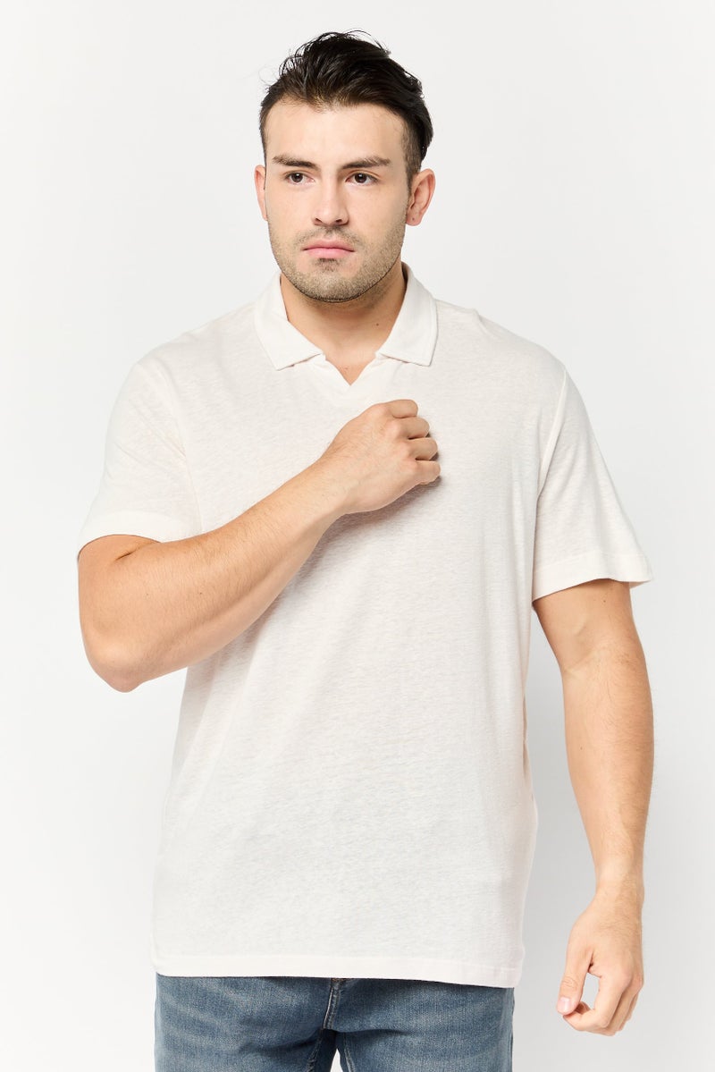 Celio Men Regular Fit Solid Short Sleeve Polo Shirt, Off White - Image 1