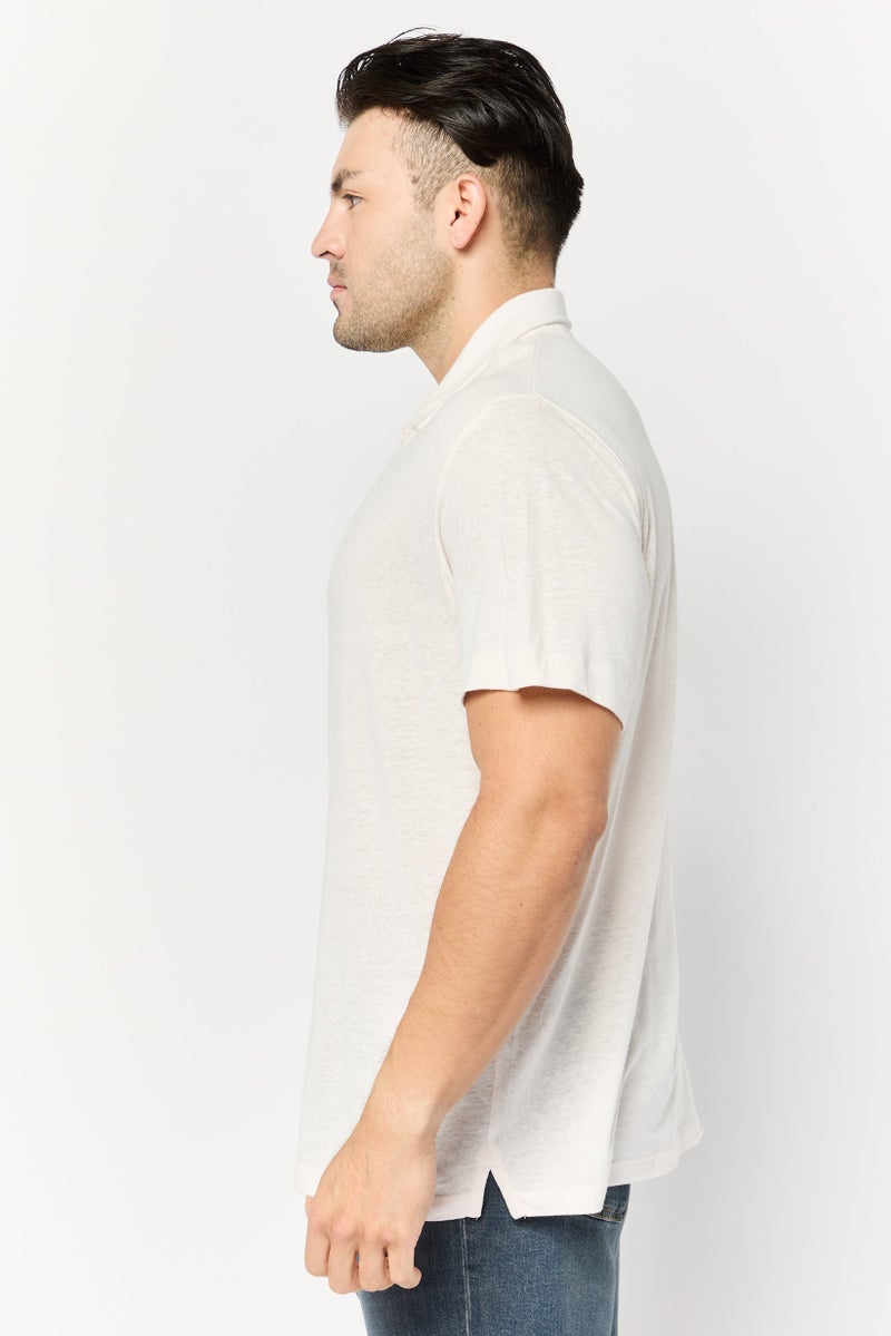 Celio Men Regular Fit Solid Short Sleeve Polo Shirt, Off White - Image 3