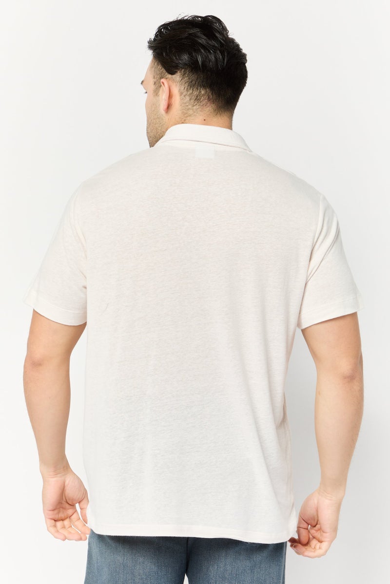 Celio Men Regular Fit Solid Short Sleeve Polo Shirt, Off White - Image 4