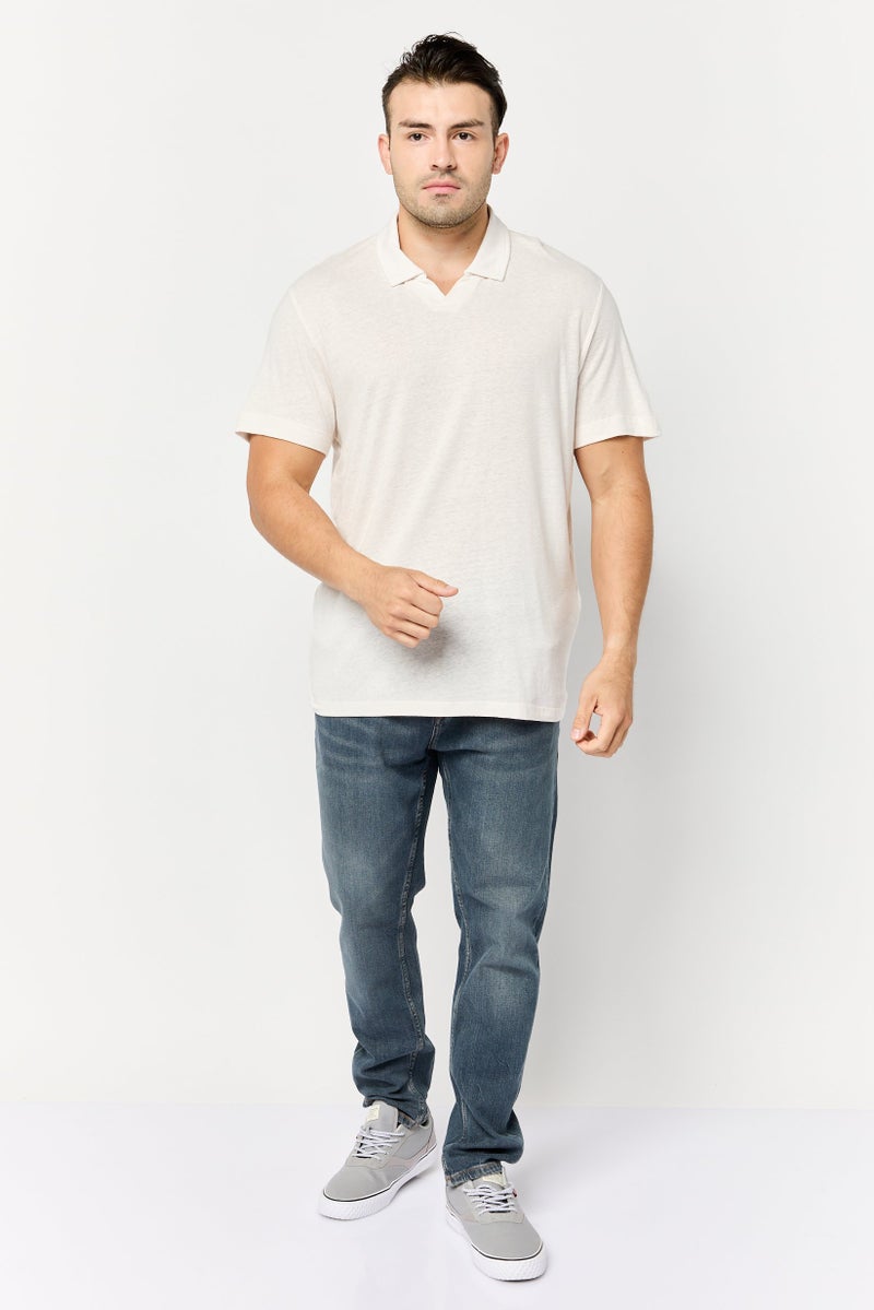 Celio Men Regular Fit Solid Short Sleeve Polo Shirt, Off White - Image 2