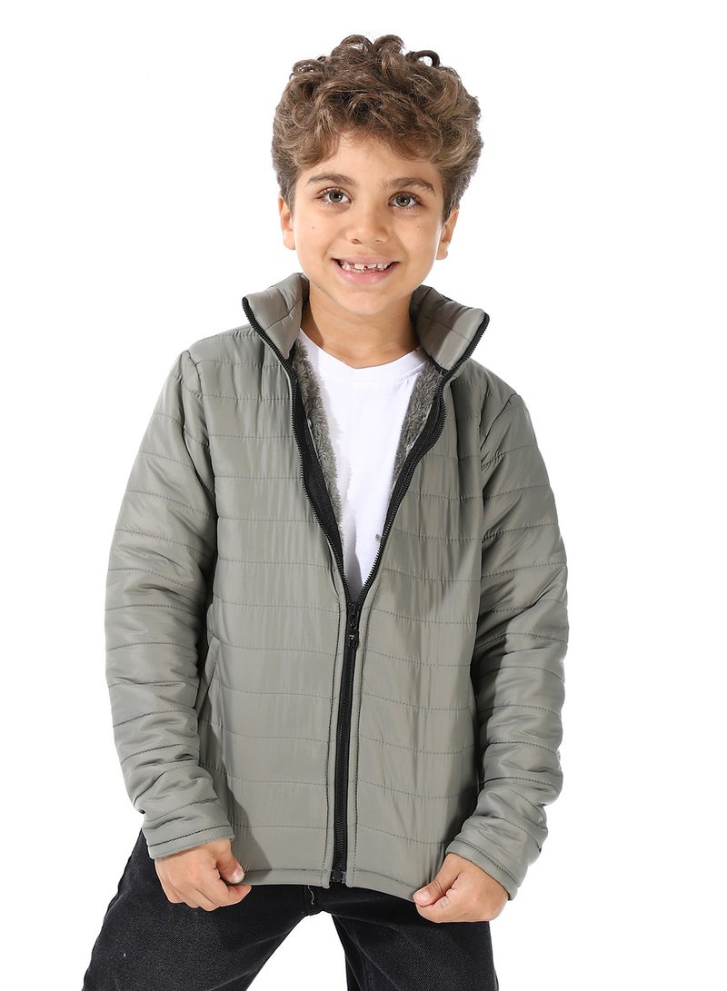 Andora Boy's Waterproof Padded Jacket With Fur - Image 1
