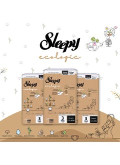 Sleepy Ecologic Size 3, 56 Count, Hypoallergenic, Plant-Based, Biodegradable, Sustainable, Premium Taped Diapers With High Absorption, Organic Baby Dry Diaper 4-10 Kg, 100% Leakproof  - Image 4