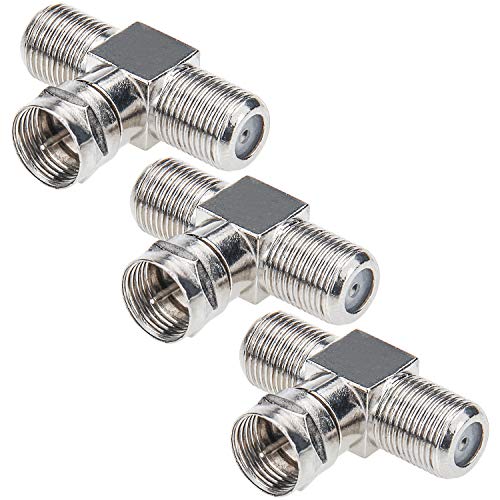 RFAdapter 3-Way Coaxial Cable Splitter - 3-Pack F Type RG6 Male to 2 F Female Adapter for TV, VCR, Antenna, Satellite - Image 1
