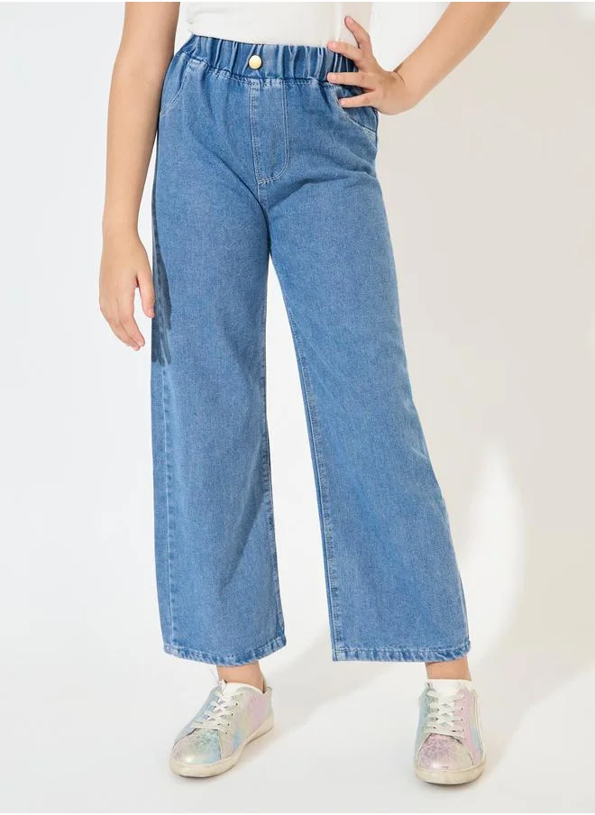 Styli Button Front Straight Leg Jeans