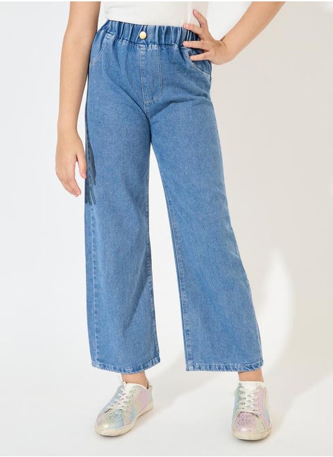 Button Front Straight Leg Jeans