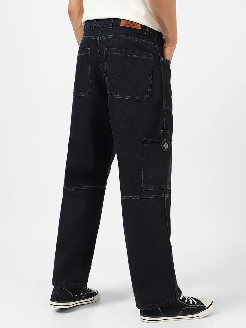 Urbano Fashion  Urbano Fashion Men's Dark Grey Loose Baggy Fit Washed Cargo Jeans with 6 Pockets Non-Stretchable for Men | Best Price UAE