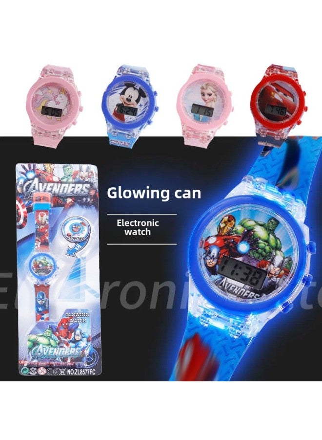 Children's Cartoon Watches Luminous Children's Watches Primary And Secondary School Students Cartoon Toy Watches-Color:8577  Masked Man - Image 2