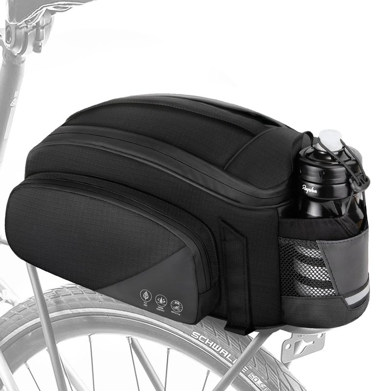 WOTOW Rear Bike Rack Bag, 12L Waterproof Reflective Bike Ebike Saddle Trunk Bag, Bicycle Panniers Rear Basket Storage Bag with Water Bottle Holder Shoulder Strap for MTB E Bike Commuter Travel - Image 1