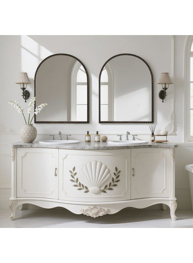 WallBeyond Black&Gold Vintage Mirror for Vanity 28x36 Inch, Gold Antique Mirror with Ornate Frame, Arched Vintage for Bathroom, Living Room, Fireplace, Entryway - Image 5