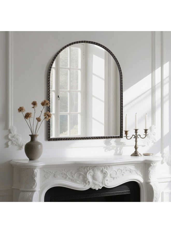 WallBeyond Black&Gold Vintage Mirror for Vanity 28x36 Inch, Gold Antique Mirror with Ornate Frame, Arched Vintage for Bathroom, Living Room, Fireplace, Entryway - Image 2
