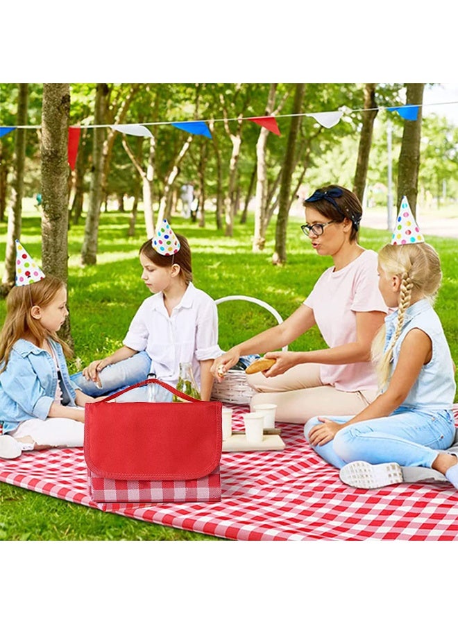 بوفان بطانية شاطئ كبيرة الحجم للنزهات، 200*300 سم، مقاومة للماء وقابلة للطي، مقاومة للرمل، بنمط مربعات، مناسبة للتخييم على الشاطئ أو العشب (أحمر) - Image 1