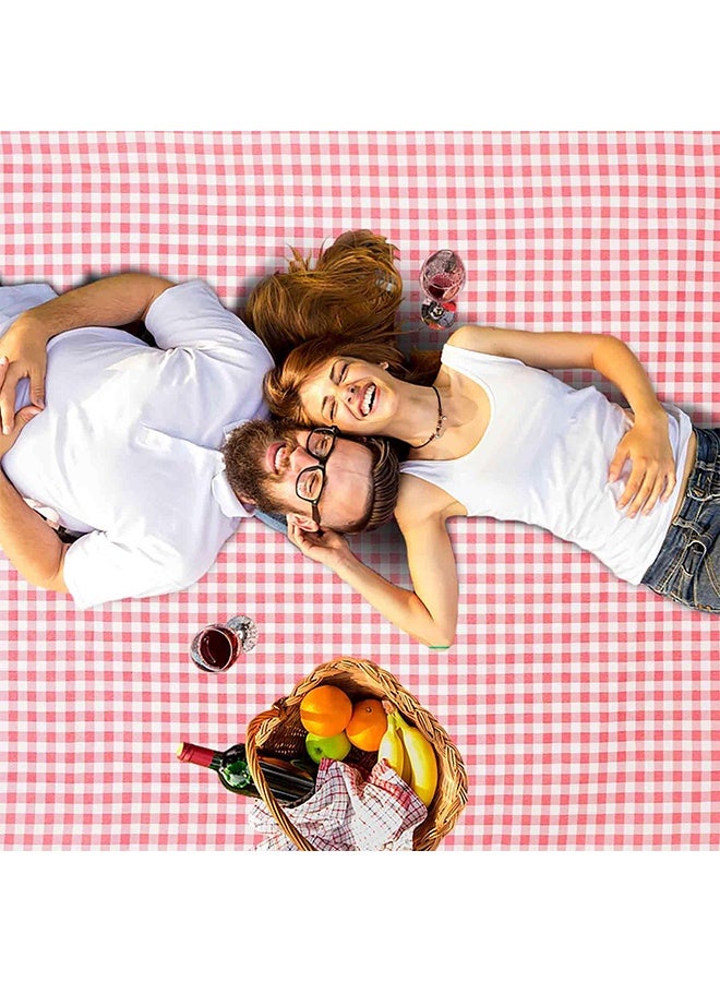 بوفان بطانية شاطئ كبيرة الحجم للنزهات، 200*300 سم، مقاومة للماء وقابلة للطي، مقاومة للرمل، بنمط مربعات، مناسبة للتخييم على الشاطئ أو العشب (أحمر) - Image 4